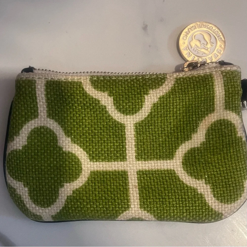Spartina 449 Green Trellis ID Wallet Coin Purse Coastal Preppy - Picture 3 of 9